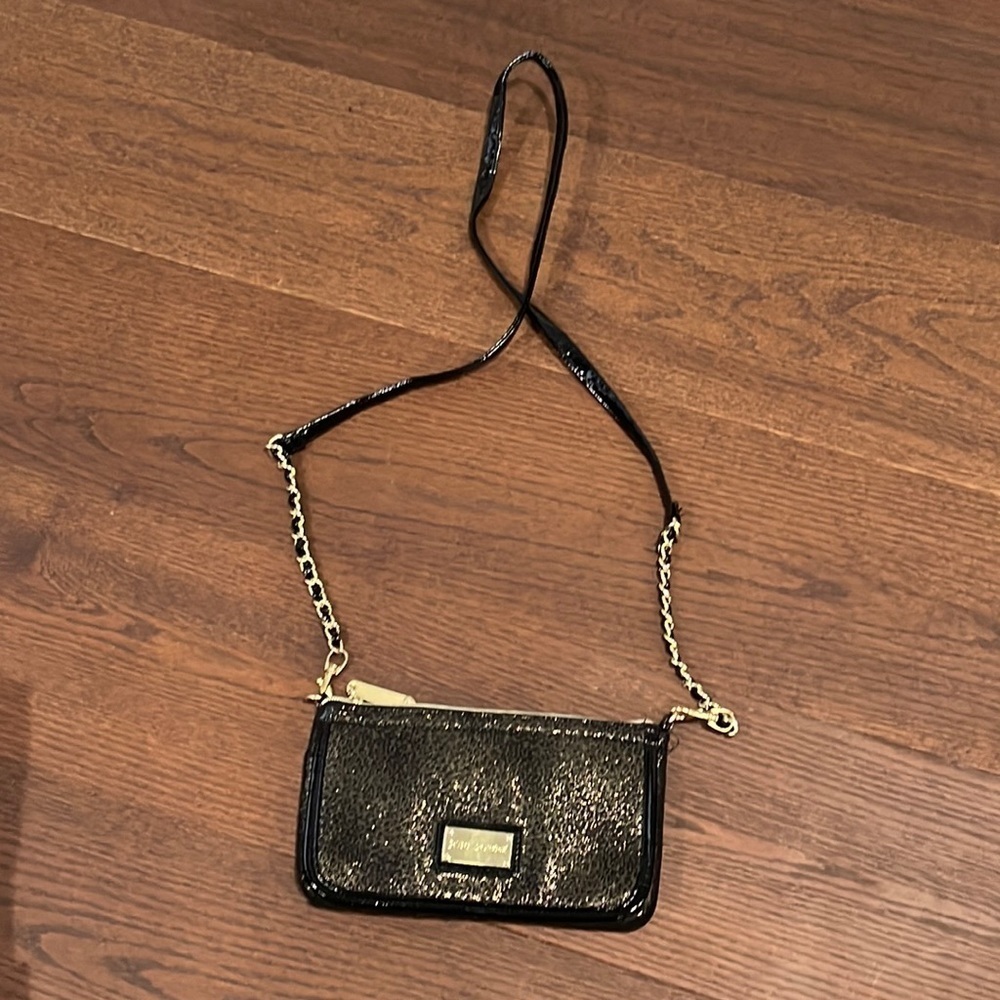 Betsy Johnson Black and Gold Crossbody Purse